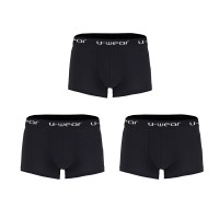 U-Wear Men’s Cotton Underwear Boxer Shorts 3 Pack Briefs For Men, Black (3-Pack), XL