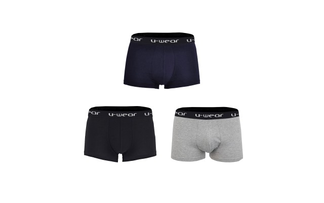  Men’s Cotton Underwear Boxer Shorts 3 Pack Briefs For Men, Black/Gray/Navy, L