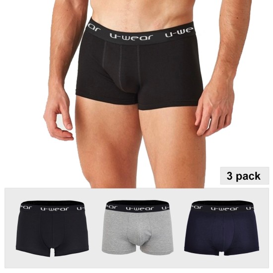  Men’s Cotton Underwear Boxer Shorts 3 Pack Briefs For Men, Black/Gray/Navy, XXL