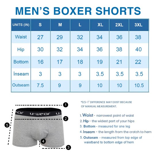  Men’s Cotton Underwear Boxer Shorts 3 Pack Briefs For Men, Black/Gray/White, L
