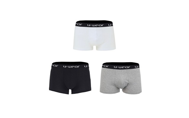  Men’s Cotton Underwear Boxer Shorts 3 Pack Briefs For Men, Black/Gray/White, L