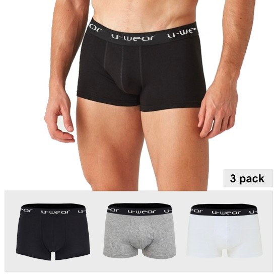  Men’s Cotton Underwear Boxer Shorts 3 Pack Briefs For Men, Black/Gray/White, XXL