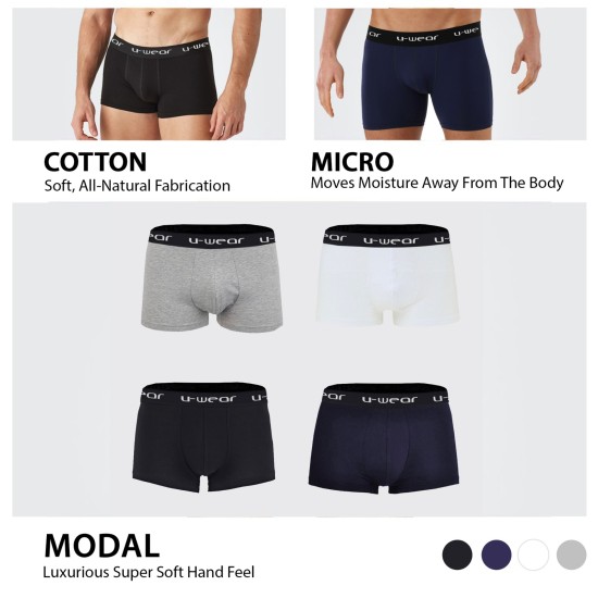  Men’s Cotton Underwear Boxer Shorts 3 Pack Briefs For Men, Black/Navy/White, L