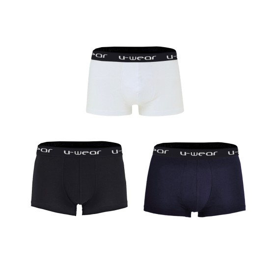 Men’s Cotton Underwear Boxer Shorts 3 Pack Briefs For Men, Black/Navy/White, XL