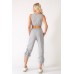  Women’s 2-Piece Sweatsuit – Crop Tank Top and Sweatpants Tracksuit, Gray, Large