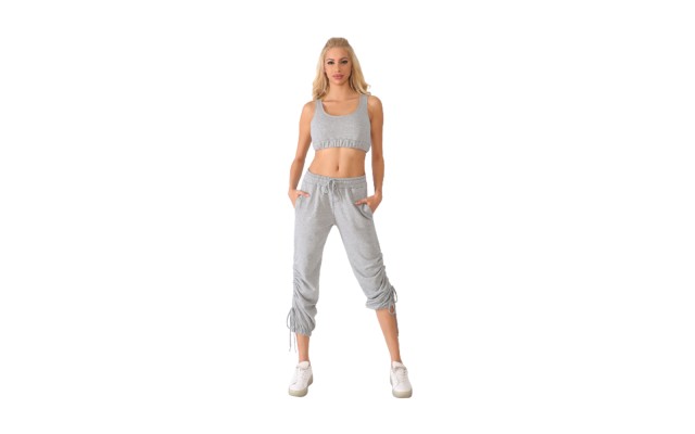  Women’s 2-Piece Sweatsuit – Crop Tank Top and Sweatpants Tracksuit, Gray, Large