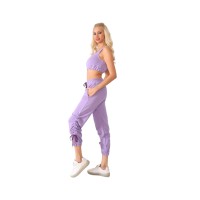 U-Wear Women’s 2-Piece Sweatsuit – Crop Tank Top and Sweatpants Tracksuit, Lilac, Large