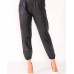  Women’s Faux Leather Elastic Cuff Jogger Pants, Black, Small