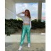  Women’s Faux Leather Elastic Cuff Jogger Pants, Green, Medium