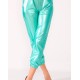  Women’s Faux Leather Elastic Cuff Jogger Pants, Green, Medium