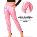  Women’s Faux Leather Elastic Cuff Jogger Pants, Pink, Large