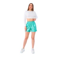 U-Wear Women’s Faux Leather Shorts, Green, Large
