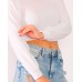  Women’s Puff Sleeve Mock-Turtleneck Crop Top Blouse, White, Medium