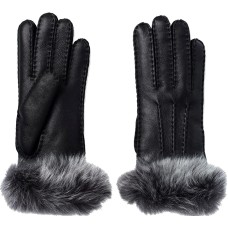 UGG Sheepskin 3PT Toscana Leather Glove Women (Black, Small)