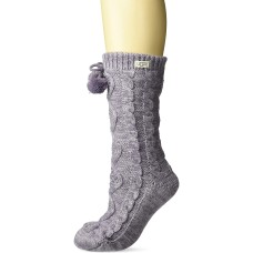 UGG Women’s Pom Pom Fleece Lined Crew Sock (Lavender Aura, One Size)