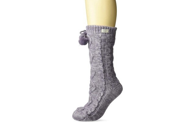  Women’s Pom Pom Fleece Lined Crew Sock (Lavender Aura, One Size)