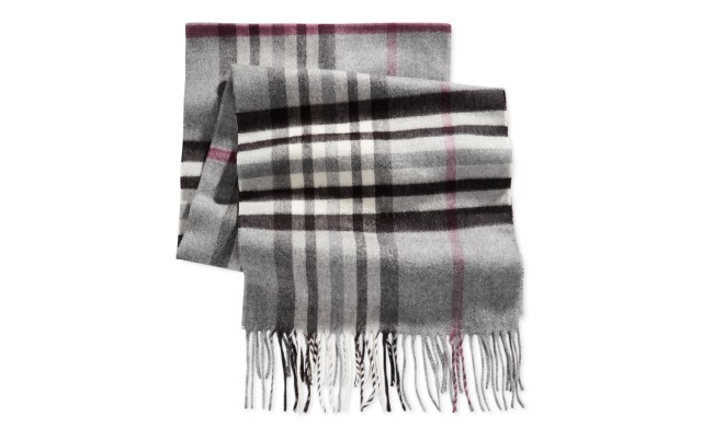  Cashmink Oversized Check Scarves, Gray, One Size