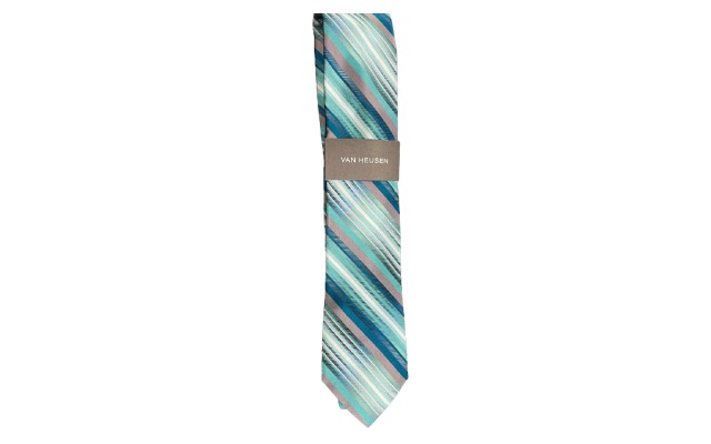  Blue Teal White Stripe Check 100% Silk Neck Tie One Size (Turquoise/Aqua)