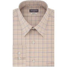 Van Heusen Men’s Flex Classic/Regular-Fit Stretch Wrinkle-Free Check Dress Shirt (Tan Multi,18.5X36-37)