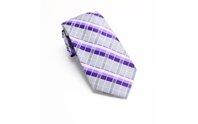  Mens Purple Plaid Professional Business Neck Tie (Purple)