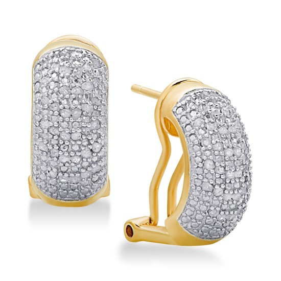  Diamond Bombay J-Hoop Earrings (1/2 ct. t.w.) in Sterling Silver, 18K Gold-Plate, Gold
