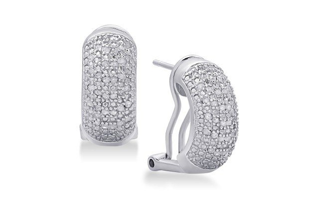  Diamond Bombay J-Hoop Earrings (1/2 ct. t.w.) in Sterling Silver, 18K Gold-Plate, Silver
