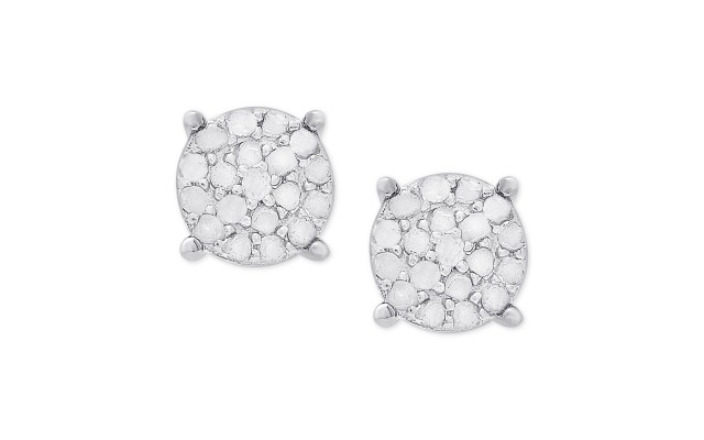  Diamond Cluster Stud Earrings (1/4 ct. t.w.) in Sterling, Silver
