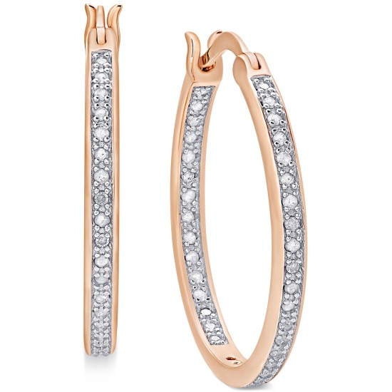  Diamond Hoop Earrings (1/2 ct. t.w.) in 18K Gold over Sterling Silver, 18K Rose, Rose Gold