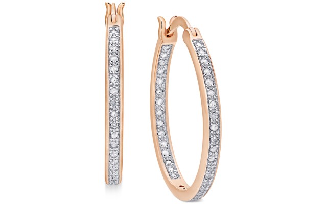  Diamond Hoop Earrings (1/2 ct. t.w.) in 18K Gold over Sterling Silver, 18K Rose, Rose Gold