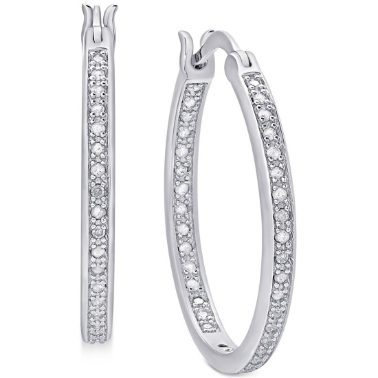  Diamond Hoop Earrings (1/2 ct. t.w.) in 18K Gold over Sterling Silver, 18K Rose, Silver