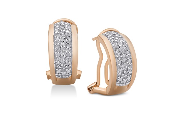  Diamond J-Hoop Earrings (1/4 ct. t.w.), Rose Gold