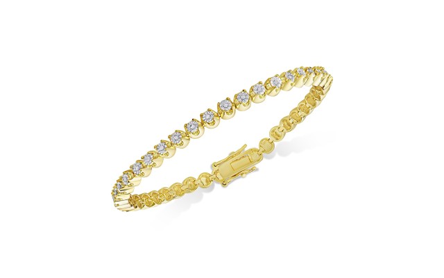  Diamond Miracle Line Tennis Bracelet (1/4 ct. t.w.) in 18k Gold-Plated Sterling Silver or Sterling Silver, Gold