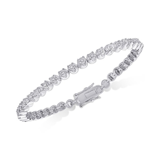  Diamond Miracle Line Tennis Bracelet (1/4 ct. t.w.) in 18k Gold-Plated Sterling Silver or Sterling Silver, Silver