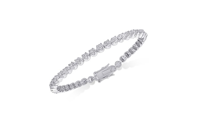  Diamond Miracle Line Tennis Bracelet (1/4 ct. t.w.) in 18k Gold-Plated Sterling Silver or Sterling Silver, Silver
