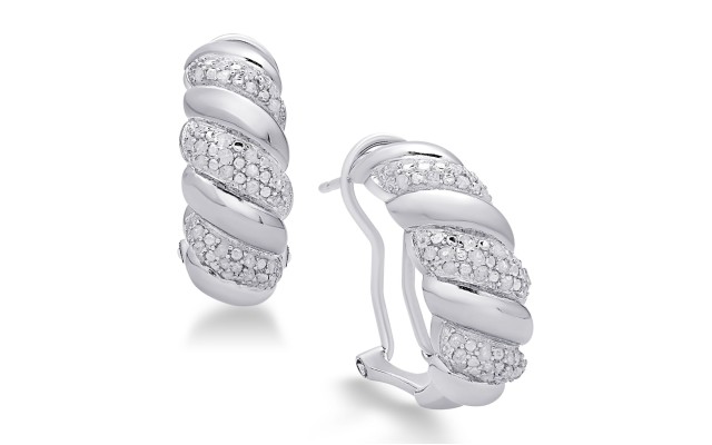  Diamond San Marco Hoop Earrings (Silver)