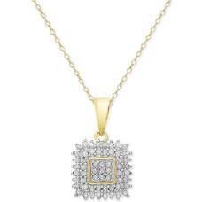 Victoria Townsend Diamond Square Pendant Necklace (Silver)
