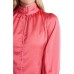  Long Sleeve Keyhole Mock Neck Blouse (Medium Red), Medium Red, Large