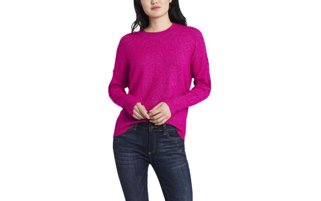  Women’s Cozy Crew Neck Sweater (Purple, Small)