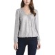  Women's Fold-over Front Foil Ribbed Jersey Top (Gray), Gray, X-Small
