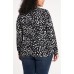 Women’s Plus Size Animal Whisper Print Knit Top Blouse, Gray, 1X