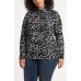  Women’s Plus Size Animal Whisper Print Knit Top Blouse, Gray, 1X