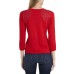  Women's Studded Shoulder Sweater, Red, Small