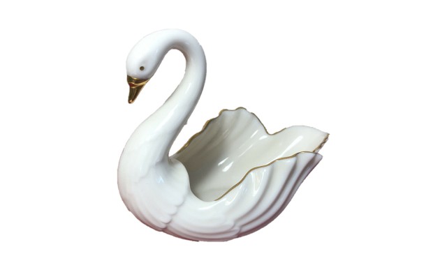 Vintage  Mini Swan with Gold Accents