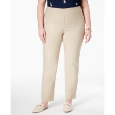 W Charter Club Plus Size Cambridge Tummy-Control Pull-On Pants -28W Petite -Light Beige