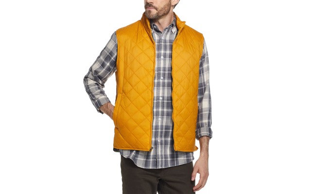  Men’s Diamond Quilted Vest (Gold, 2XL)