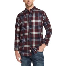 Weatherproof Vintage Men’s Brushed Antique Flannel Plaid Shirt (Maroon Plaid, XL)