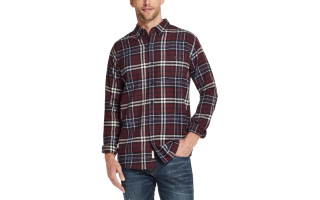  Vintage Men’s Brushed Antique Flannel Plaid Shirt (Maroon Plaid, XL)