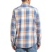  Men’s Burnt Out Plaid Shirts (Blue/Orange, L)