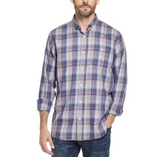 Weatherproof Vintage Men’s Button-Down Plaid Shirt (Gray,L)