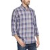  Men’s Button-Down Plaid Shirt (Gray,L)